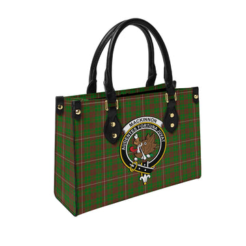 MacKinnon Hunting Modern Tartan Leather Bag with Family Crest