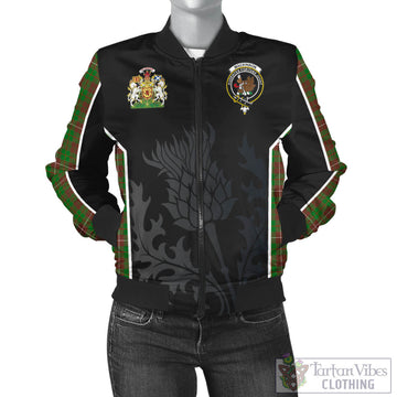 MacKinnon Hunting Modern Tartan Bomber Jacket with Family Crest and Scottish Thistle Vibes Sport Style