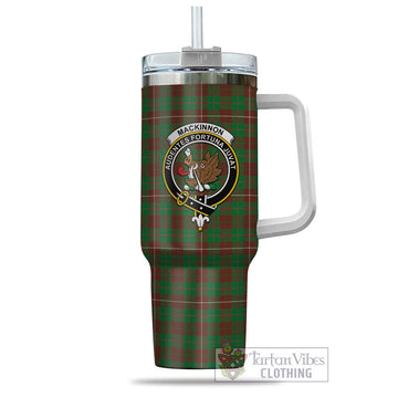 MacKinnon Hunting Modern Tartan and Family Crest Tumbler with Handle
