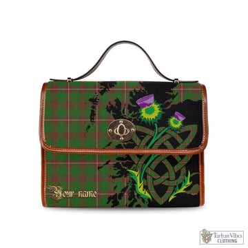 MacKinnon Hunting Modern Tartan Waterproof Canvas Bag with Scotland Map and Thistle Celtic Accents