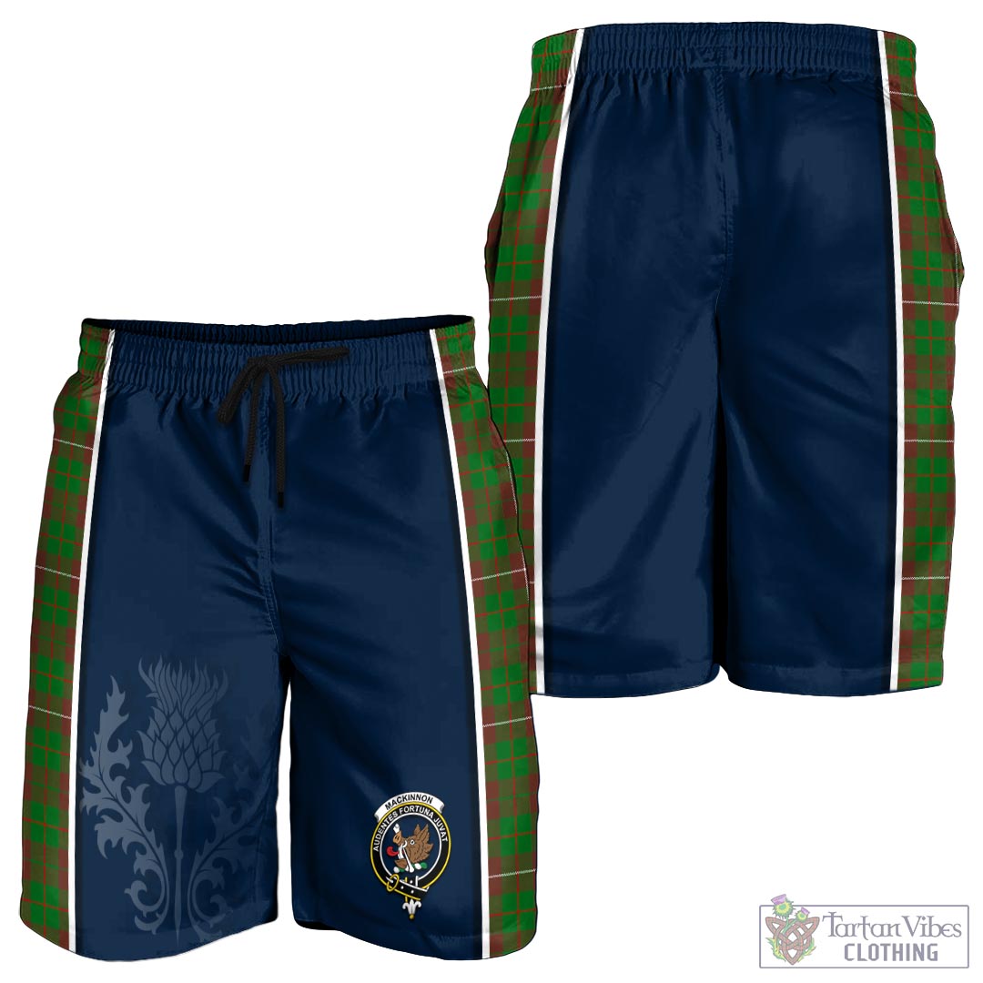 Tartan Vibes Clothing MacKinnon Hunting Modern Tartan Men's Shorts with Family Crest and Scottish Thistle Vibes Sport Style