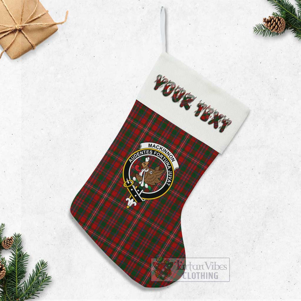 Tartan Vibes Clothing MacKinnon (McKinnon) Tartan Family Crest Christmas Stocking with Personalized Text