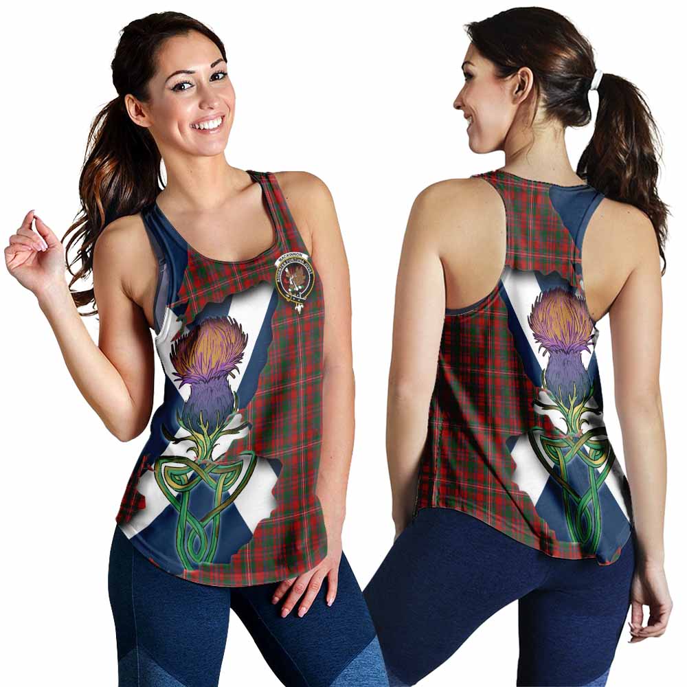 Tartan Vibes Clothing MacKinnon (McKinnon) Tartan Family Crest Women's Racerback Tanks Scottish Thistle Celtic Inspired