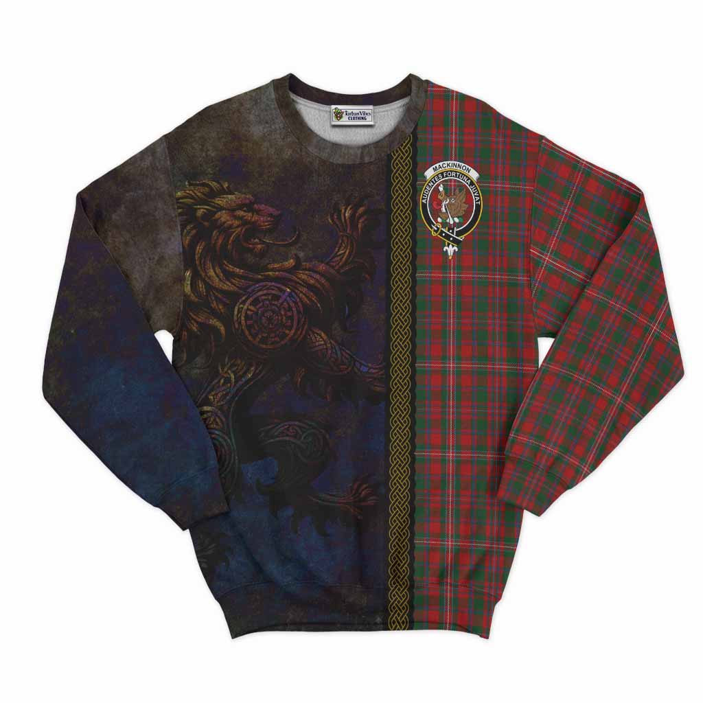 Tartan Vibes Clothing MacKinnon (McKinnon) Tartan Family Crest Sweatshirt Alba Gu Brath Be Brave Lion Ancient Style