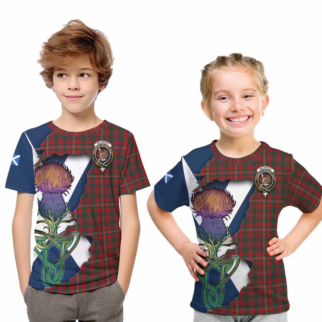 Tartan Vibes Clothing MacKinnon (McKinnon) Tartan Family Crest Kid T-Shirt Scottish Thistle Celtic Inspired