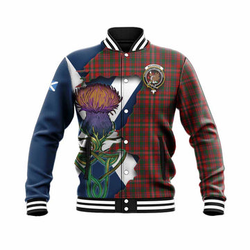 Tartan Vibes Clothing MacKinnon (McKinnon) Tartan Family Crest Baseball Jacket Scottish Thistle Celtic Inspired