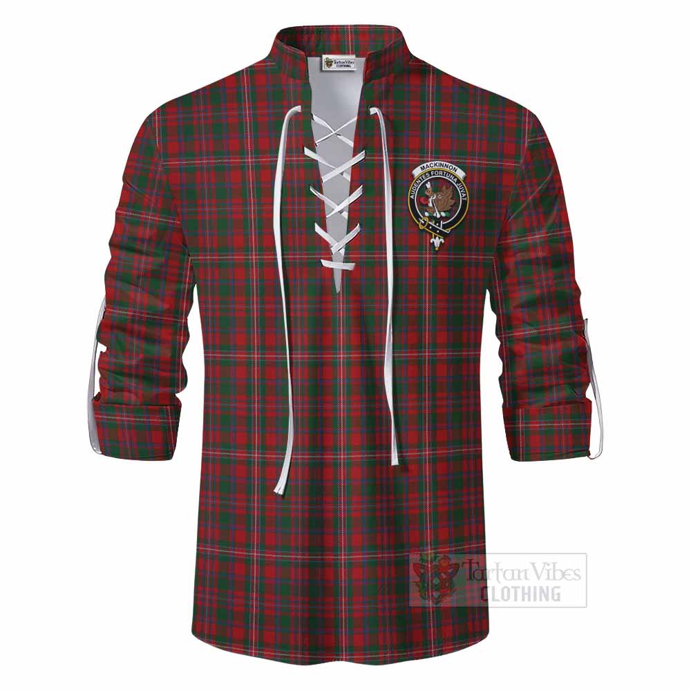 Tartan Vibes Clothing MacKinnon (McKinnon) Tartan Ghillie Kilt Shirt with Family Crest DNA In Me Style
