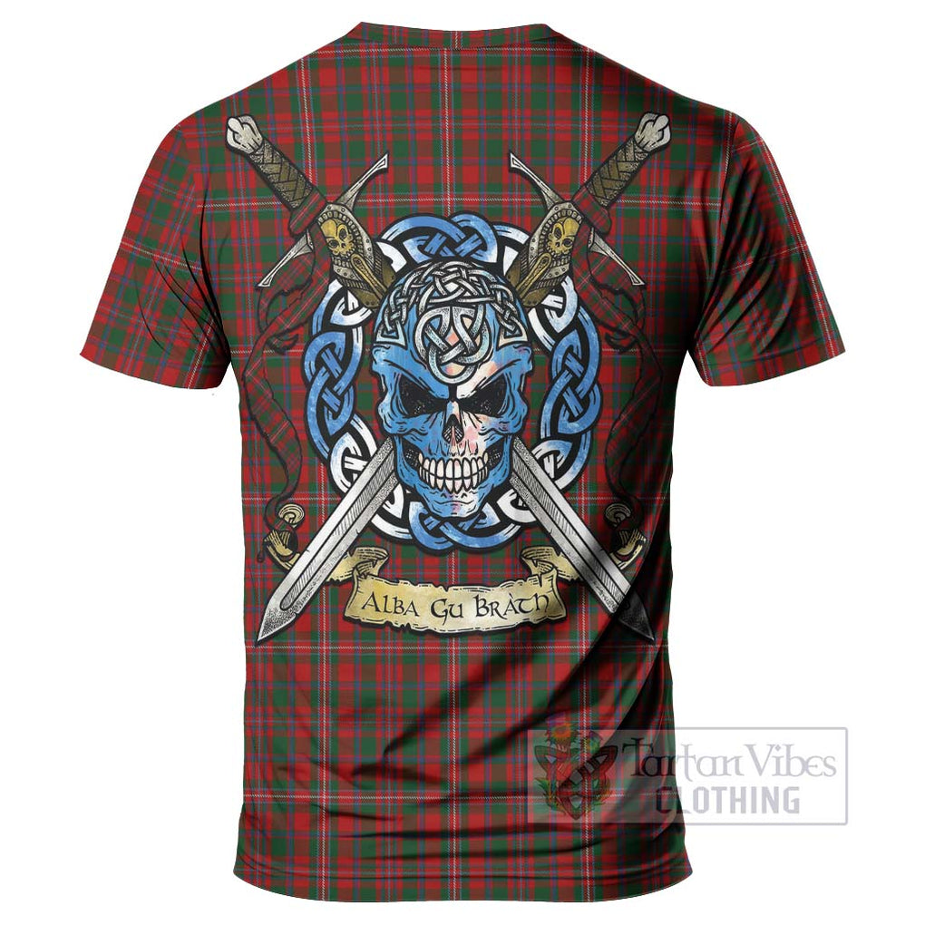Tartan Vibes Clothing MacKinnon (McKinnon) Tartan T-Shirt with Family Crest Celtic Skull Style