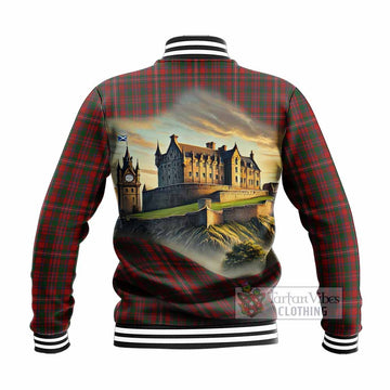 Tartan Vibes Clothing MacKinnon (McKinnon) Tartan Family Crest Baseball Jacket with Scottish Ancient Castle Style