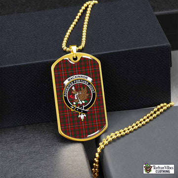 Tartan Vibes Clothing MacKinnon (McKinnon) Tartan Dog Tag Necklace with Family Crest
