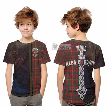 MacKinnon (McKinnon) Tartan Family Crest Kid T-Shirt Alba Gu Brath Be Brave Lion Ancient Style