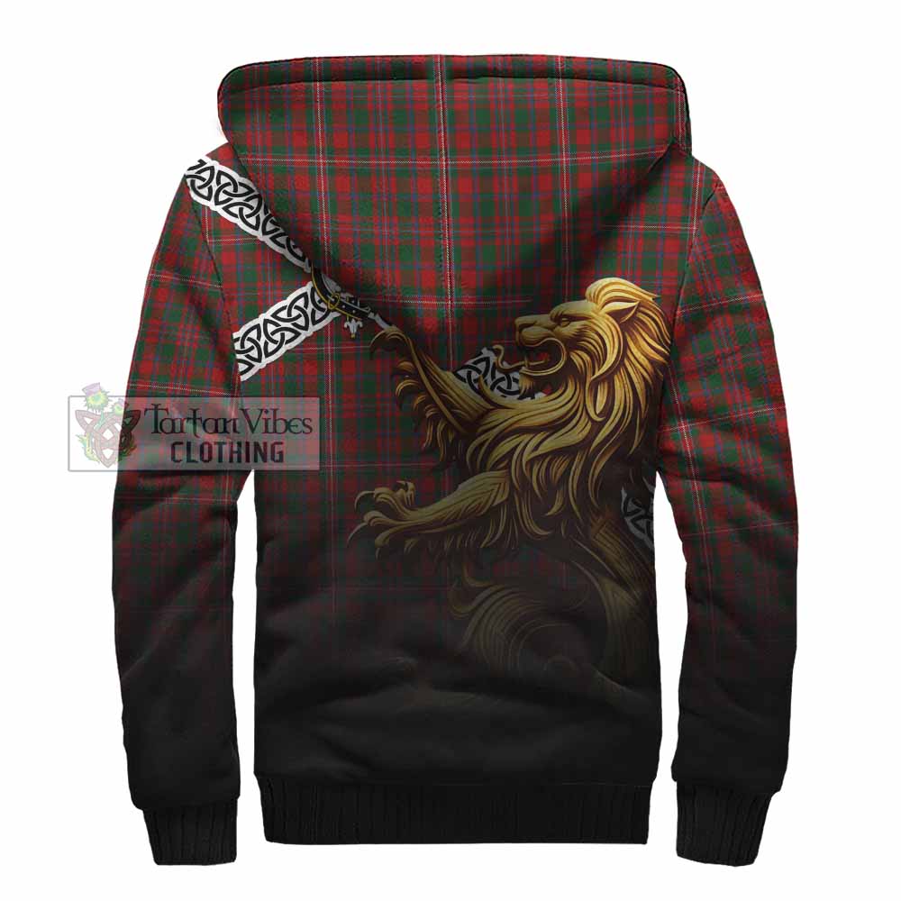 Tartan Vibes Clothing MacKinnon (McKinnon) Crest Tartan Sherpa Hoodie with Golden Lion Emblem Celtic Style