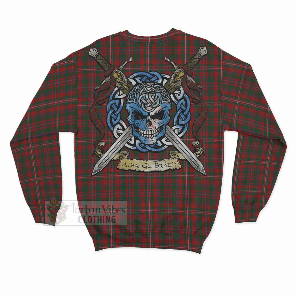Tartan Vibes Clothing MacKinnon (McKinnon) Tartan Sweatshirt with Family Crest Celtic Skull Style