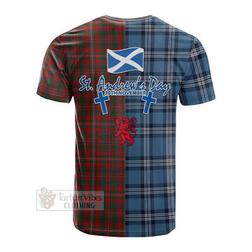 MacKinnon (McKinnon) Tartan Cotton T-shirt Happy St. Andrew's Day Half Tartan Style