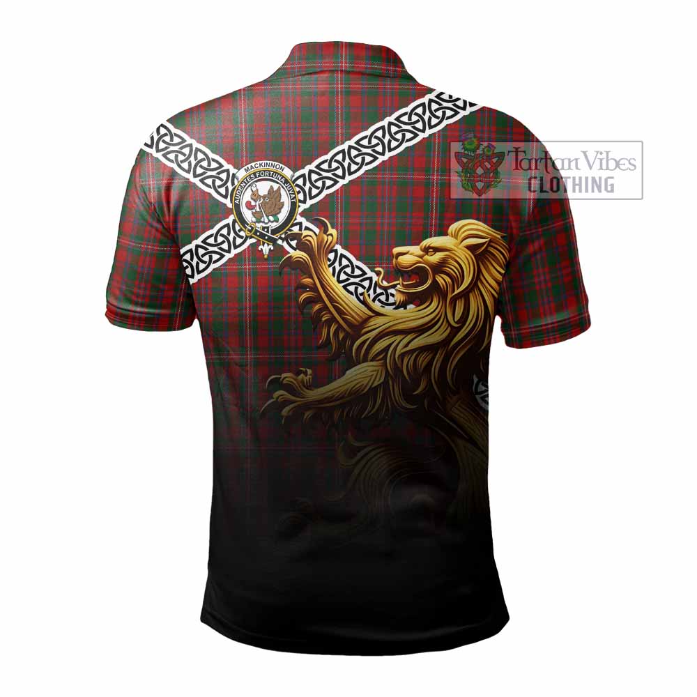 Tartan Vibes Clothing MacKinnon (McKinnon) Crest Tartan Polo Shirt with Golden Lion Emblem Celtic Style