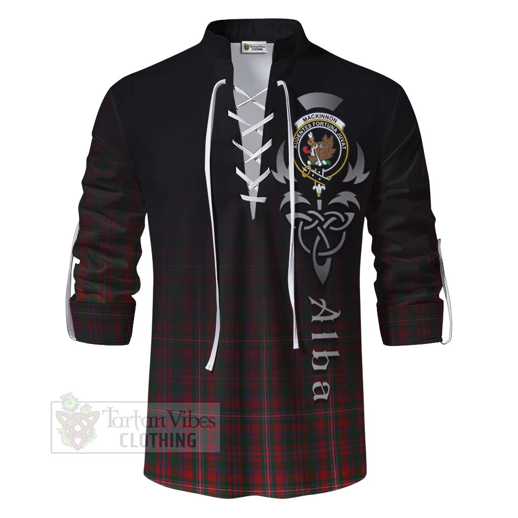 Tartan Vibes Clothing MacKinnon (McKinnon) Tartan Ghillie Kilt Shirt Featuring Alba Gu Brath Family Crest Celtic Inspired