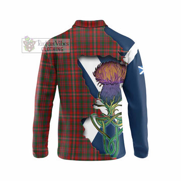 Tartan Vibes Clothing MacKinnon (McKinnon) Tartan Family Crest Long Sleeve Polo Shirt Scottish Thistle Celtic Inspired