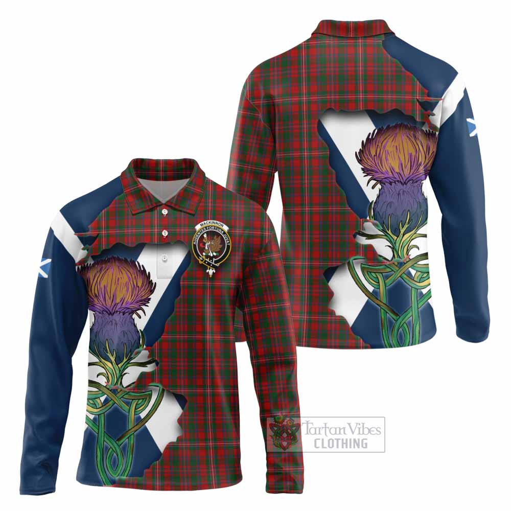 Tartan Vibes Clothing MacKinnon (McKinnon) Tartan Family Crest Long Sleeve Polo Shirt Scottish Thistle Celtic Inspired