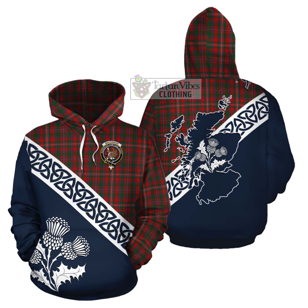MacKinnon (McKinnon) Tartan Cotton Hoodie Featuring Thistle and Scotland Map Zip Hoodie - Tartan Vibes Clothing
