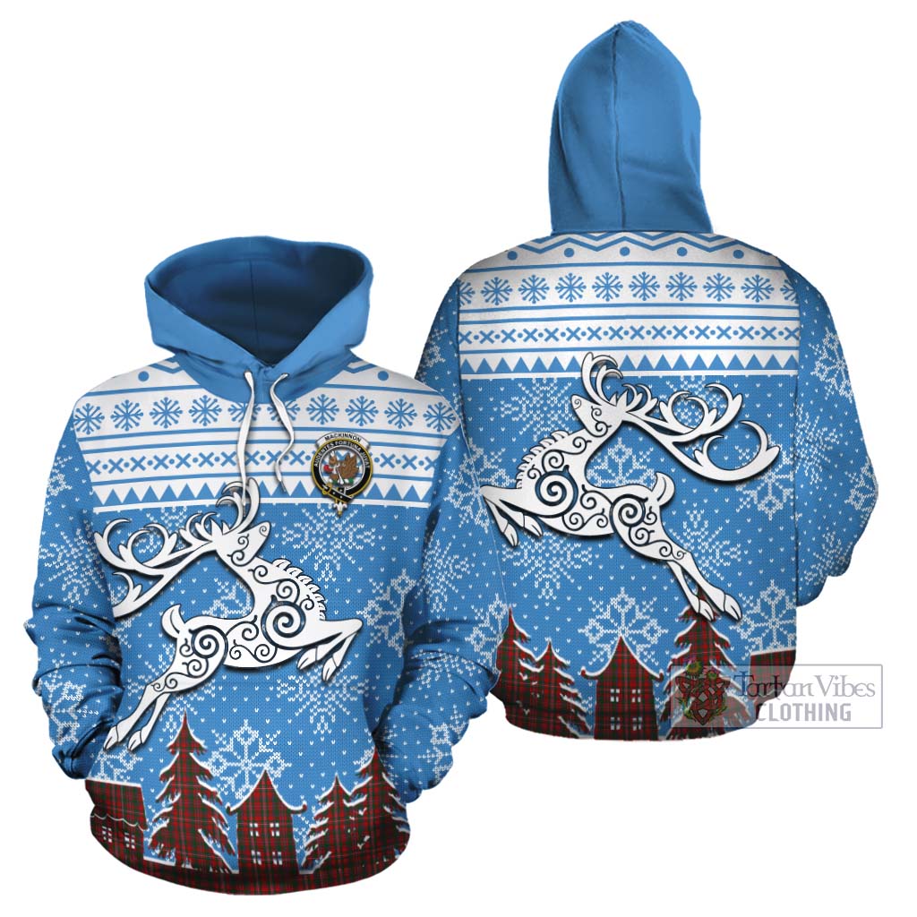Tartan Vibes Clothing MacKinnon (McKinnon) Clan Christmas Cotton Hoodie Celtic Reindeer Style