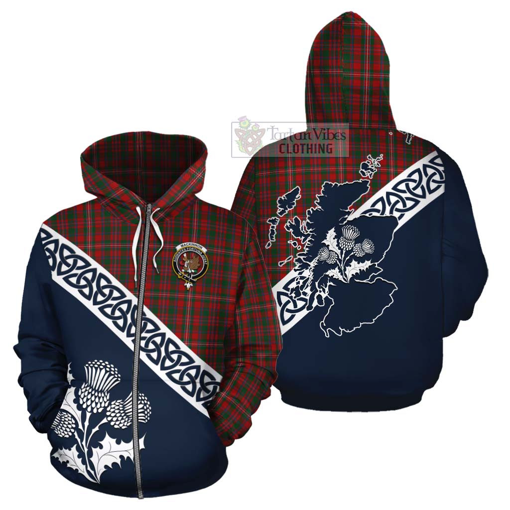 MacKinnon (McKinnon) Tartan Cotton Hoodie Featuring Thistle and Scotland Map - Tartan Vibes Clothing