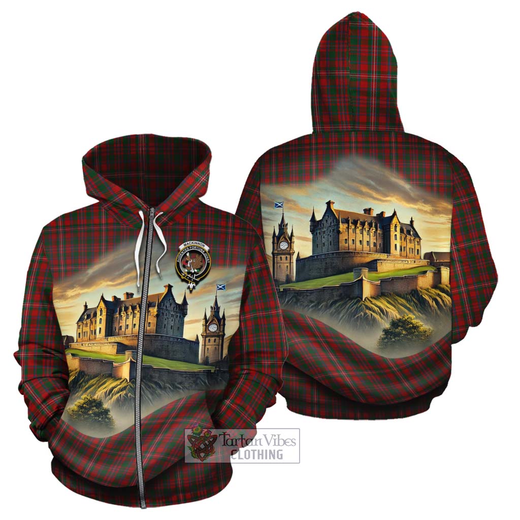 Tartan Vibes Clothing MacKinnon (McKinnon) Tartan Family Crest Cotton Hoodie with Scottish Ancient Castle Style