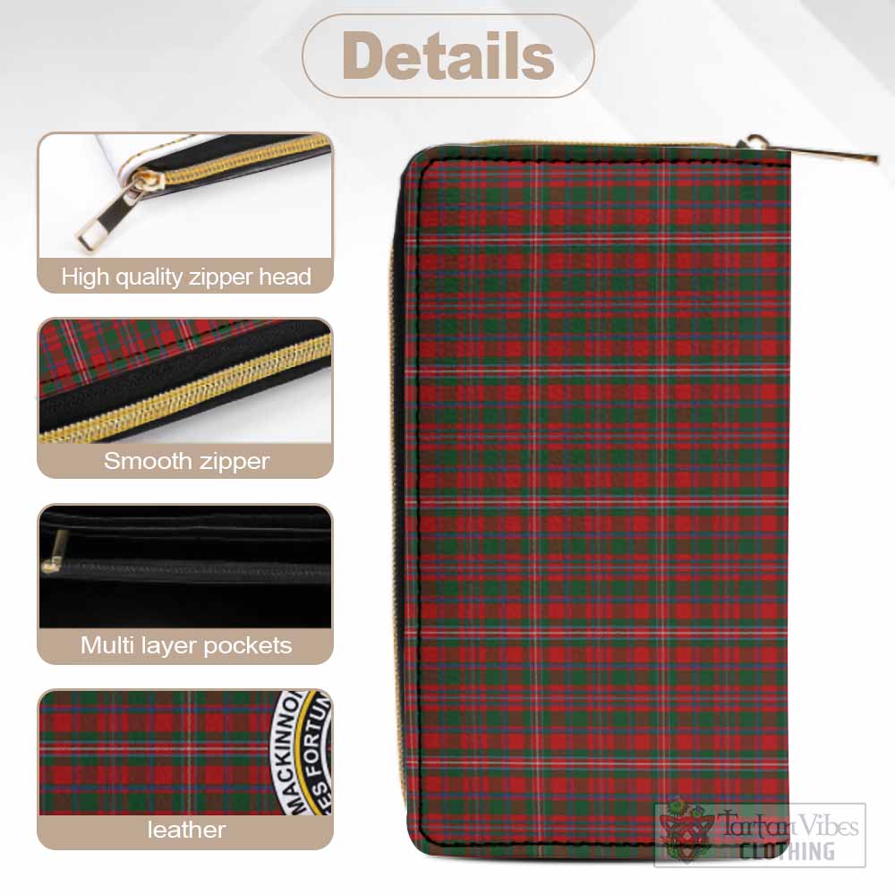 Tartan Vibes Clothing MacKinnon (McKinnon) Tartan Women's Leather Wallet with Family Crest