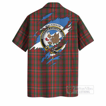 MacKinnon (McKinnon) Clan Crest In Me Tartan Hawaiian Shirt Scotland Flag Style