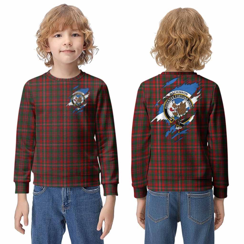MacKinnon (McKinnon) Clan Crest In Me Tartan Kid Knitted Sweatshirt Scotland Flag Style