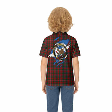 MacKinnon (McKinnon) Clan Crest In Me Tartan Kid Polo Shirt Scotland Flag Style