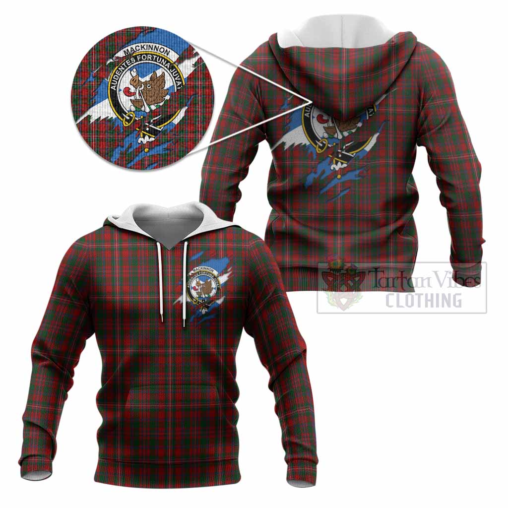 MacKinnon (McKinnon) Clan Crest In Me Tartan Knitted Hoodie Scotland Flag Style