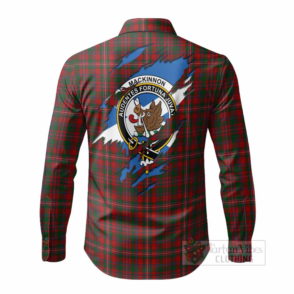 MacKinnon (McKinnon) Clan Crest In Me Tartan Long Sleeve Button Shirts Scotland Flag Style