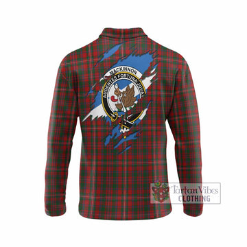 MacKinnon (McKinnon) Clan Crest In Me Tartan Long Sleeve Polo Shirt Scotland Flag Style