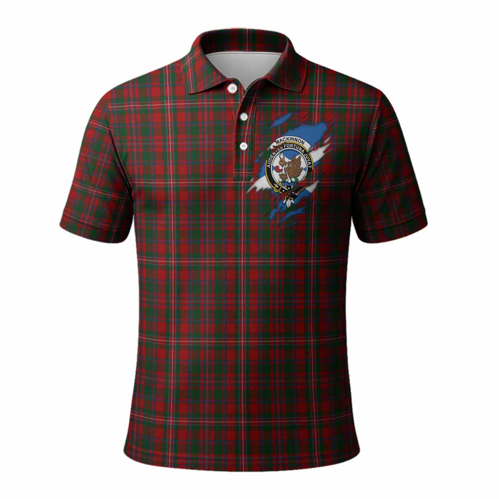 MacKinnon (McKinnon) Clan Crest In Me Tartan Polo Shirt Scotland Flag Style