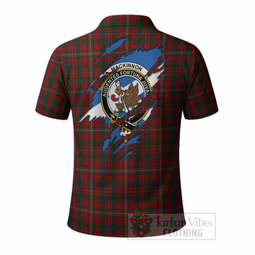 MacKinnon (McKinnon) Clan Crest In Me Tartan Polo Shirt Scotland Flag Style