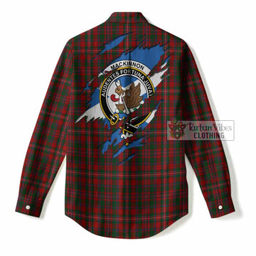 MacKinnon (McKinnon) Clan Crest In Me Tartan Women Casual Shirt Scotland Flag Style