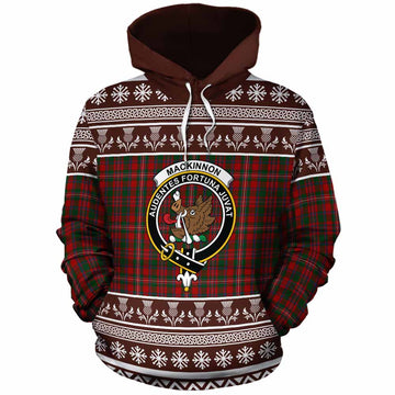 MacKinnon (McKinnon) Clan Tartan Christmas Cotton Hoodie with Family Crest