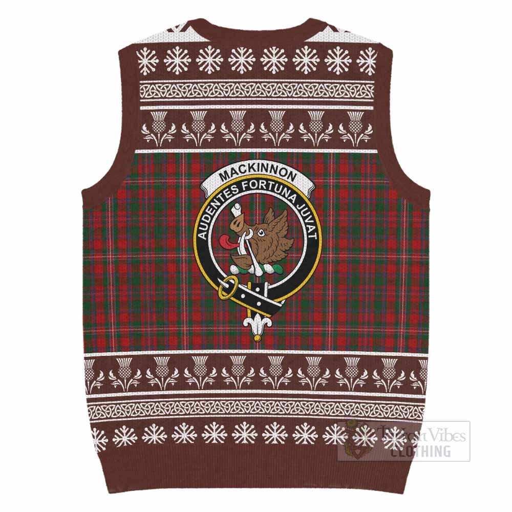 MacKinnon (McKinnon) Clan Tartan Christmas Knitted V-Neck Vest with Family Crest - Tartan Vibes Clothing
