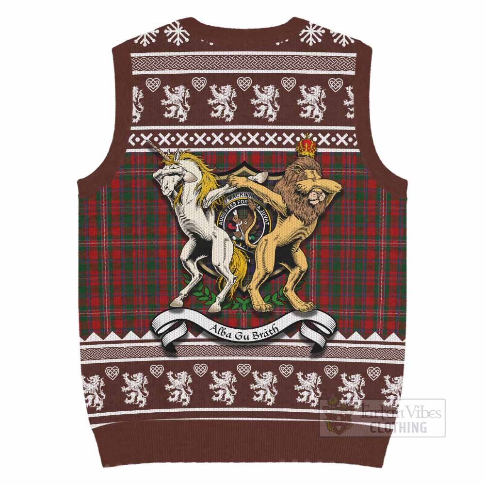 MacKinnon (McKinnon) Clan Tartan Crest Christmas Knitted V-Neck Vest Coat of Arms Funny Style - Tartan Vibes Clothing