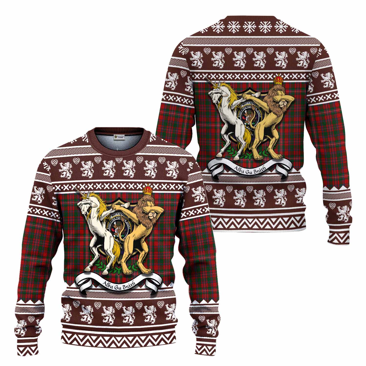 MacKinnon (McKinnon) Clan Tartan Crest Christmas Ugly Sweater Coat of Arms Funny Style - Tartan Vibes Clothing