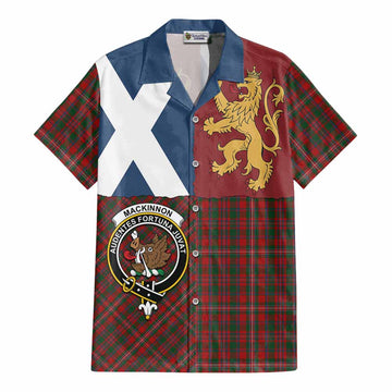 MacKinnon (McKinnon) Crest Tartan Cotton Hawaiian Shirt with Lion Rampant Saltire Style - Tartan Vibes Clothing