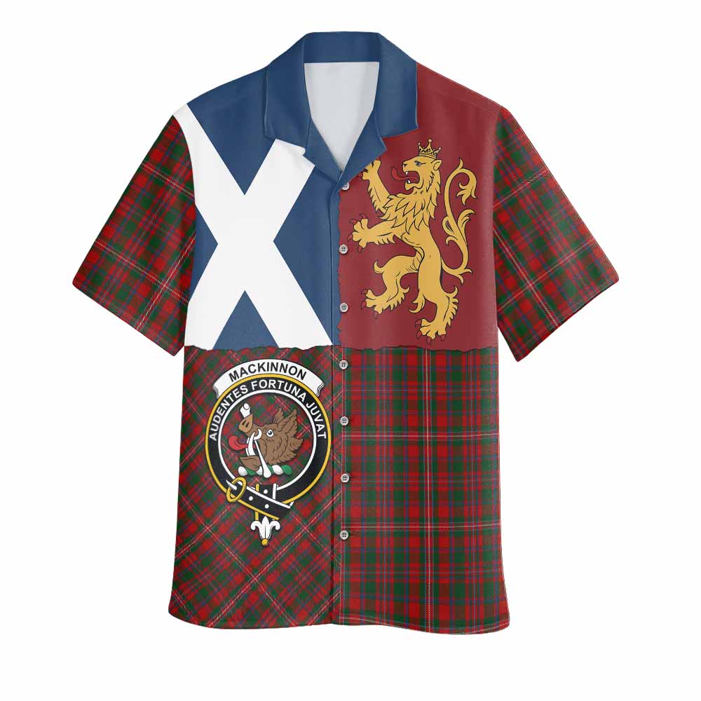 MacKinnon (McKinnon) Crest Tartan Hawaiian Shirt with Lion Rampant Saltire Style