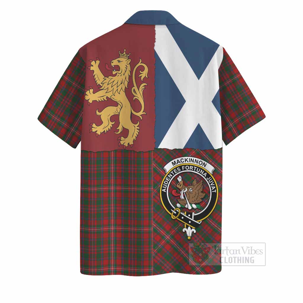 MacKinnon (McKinnon) Crest Tartan Hawaiian Shirt with Lion Rampant Saltire Style