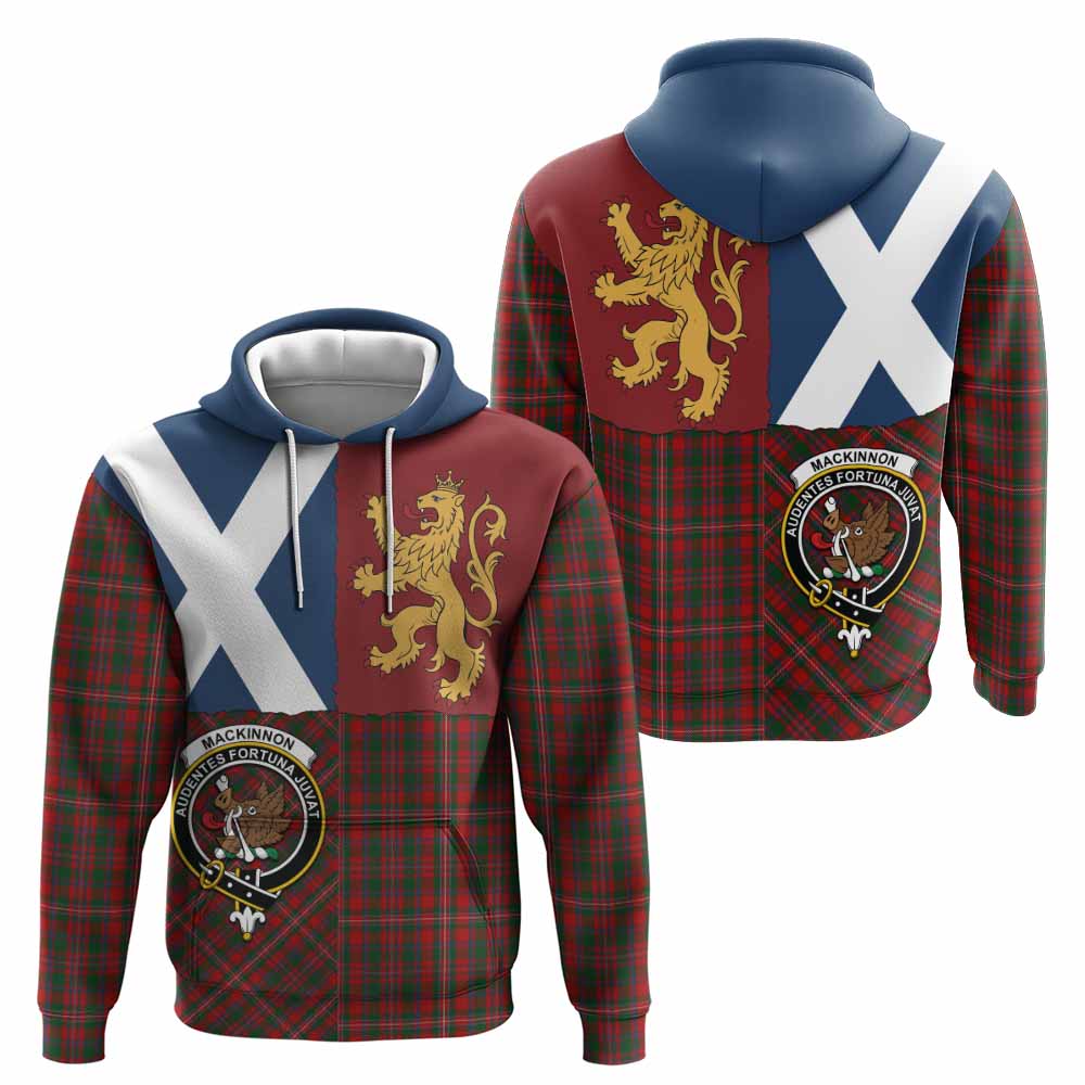MacKinnon (McKinnon) Crest Tartan Hoodie with Lion Rampant Saltire Style
