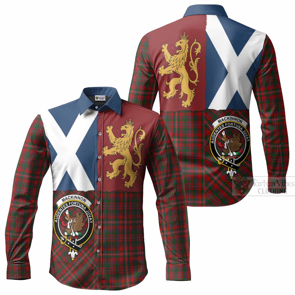 MacKinnon (McKinnon) Crest Tartan Long Sleeve Button Shirts with Lion Rampant Saltire Style