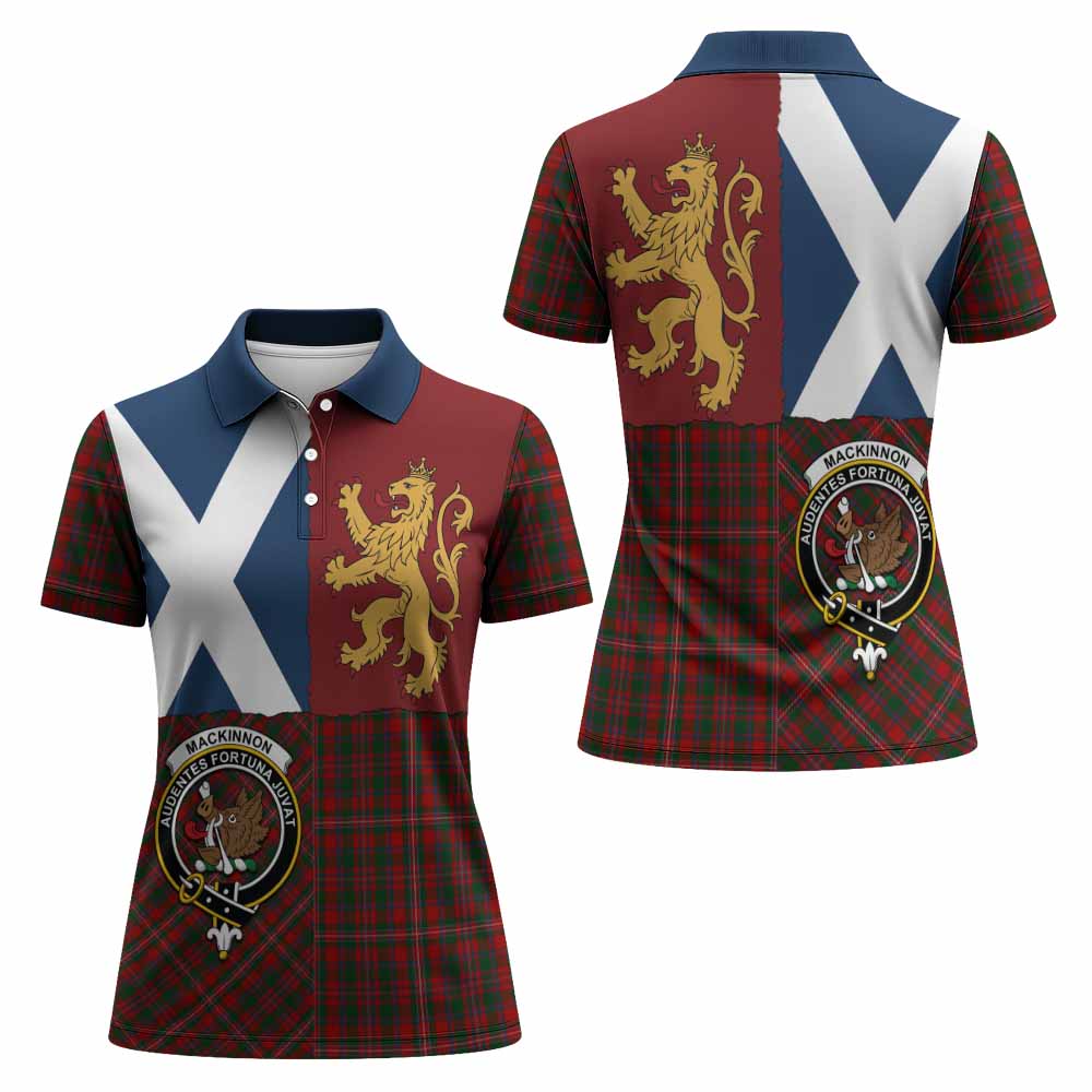 MacKinnon (McKinnon) Crest Tartan Women Polo Shirt with Lion Rampant Saltire Style