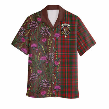 MacKinnon (McKinnon) Family Crest Tartan Hawaiian Shirt Scottish Thistle Flower Pattern Half Style - Tartan Vibes Clothing