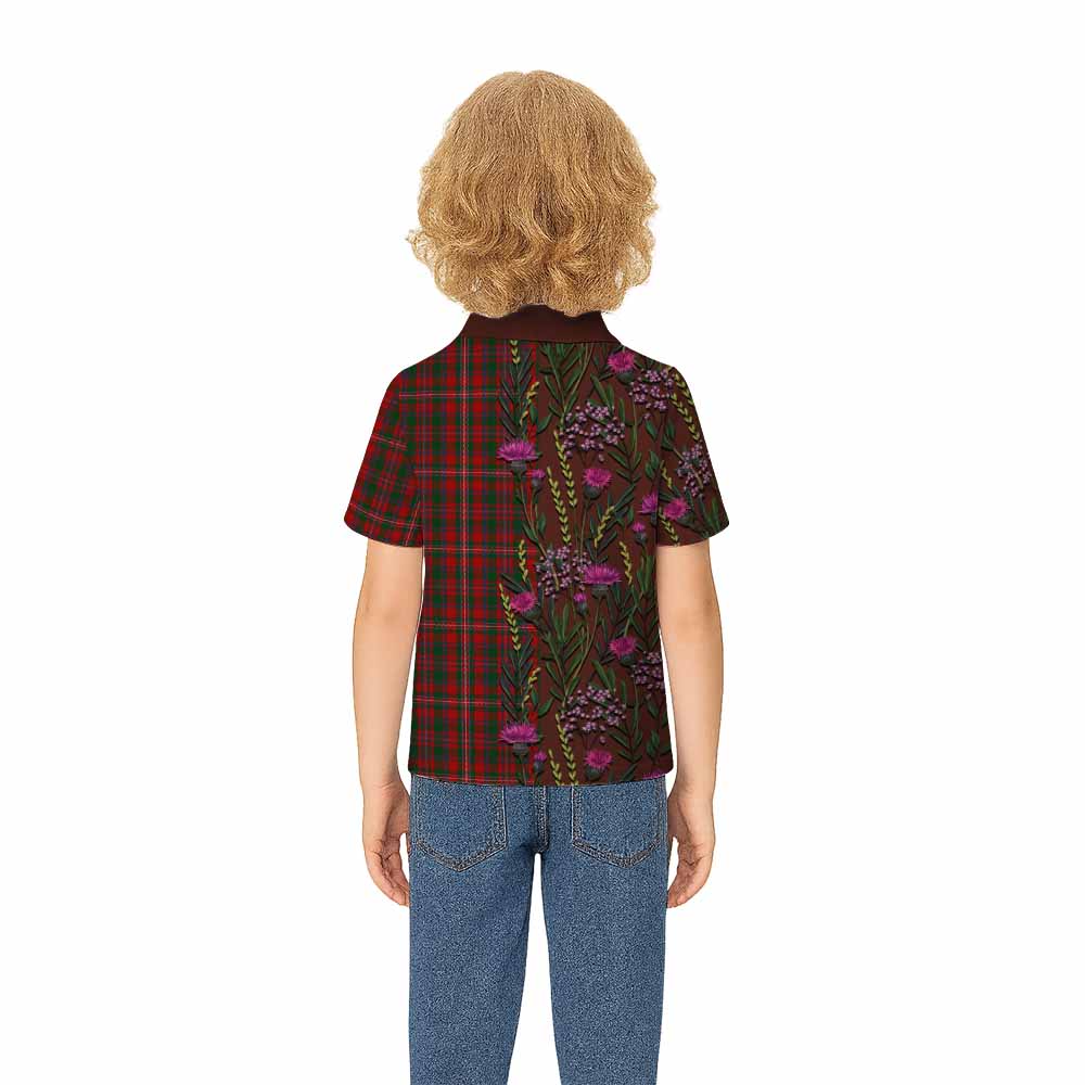 MacKinnon (McKinnon) Family Crest Tartan Kid Polo Shirt Scottish Thistle Flower Pattern Half Style - Tartan Vibes Clothing