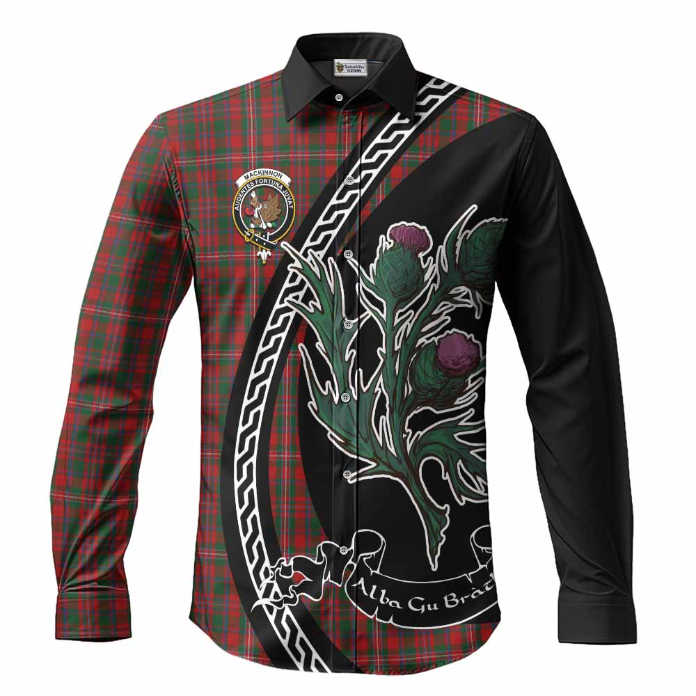 MacKinnon (McKinnon) Family Crest Tartan Long Sleeve Button Shirts Alba Thistle Inspired - Tartan Vibes Clothing