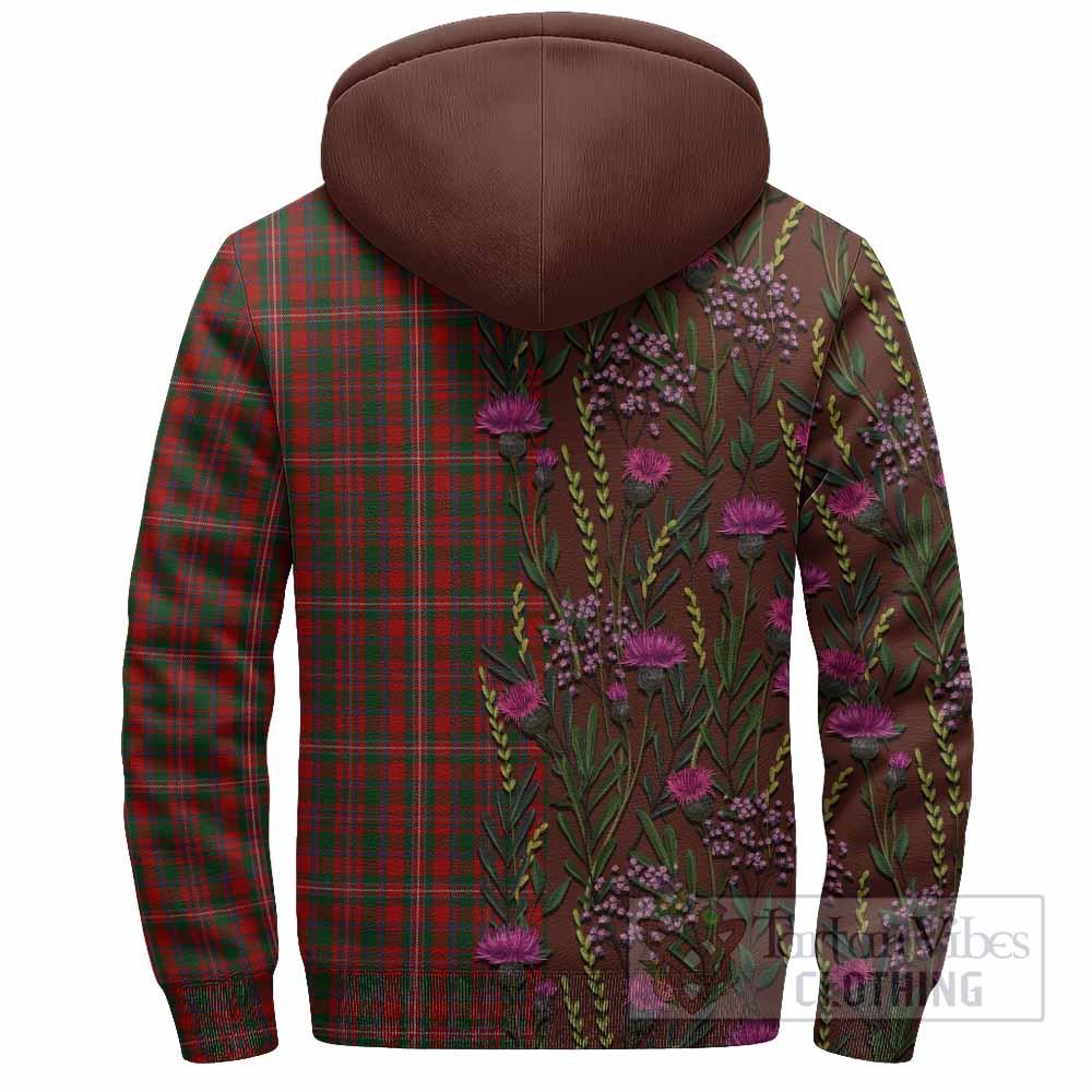 MacKinnon (McKinnon) Family Crest Tartan Sherpa Hoodie Scottish Thistle Flower Pattern Half Style - Tartan Vibes Clothing